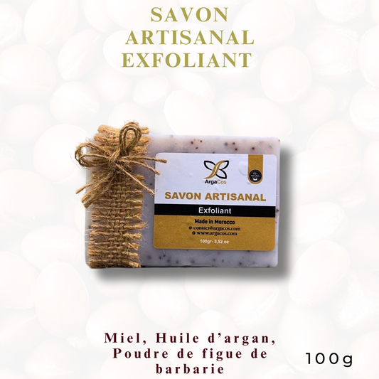 Savon Artisanal Exfoliant – Miel, Huile d’Argan et Figue de Barbarie – 100 g