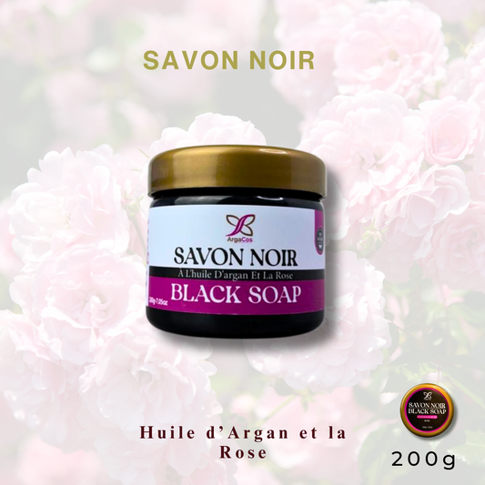 Savon Noir à l'Huile d'Argan et la Rose – 200 g